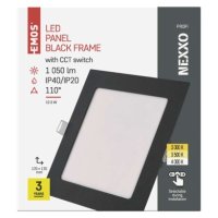 LED vestavné svítidlo NEXXO, čtvercové, černé, 12,5W, se změnou CCT EMOS ZD2333