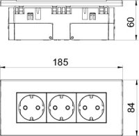 OBO SDE-RW D0RW3 Zásuvková jednotka Modul 45 3 násobný 84x185x59mm čistě bílá