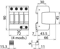 Svodič přepětí DEHNguard M FM 4pól pro TT a TN-S dálková signalizace 952316