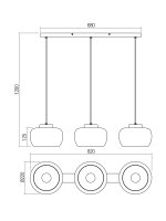 Závěsné svítidlo CROMA SU 3x42W E27 LN BLACK/SMOKEY REDO 01-3068