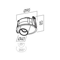 XCANON REC. DOWNLIGHT RND. w. RIM 7W 350