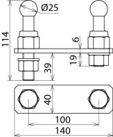 Deska se zemnicími body pro stožáry s 2 kulovými body D 25 mm DEHN 728502