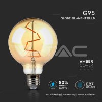 LED Bulb - 4W Filament  E27 G95 Amber 22