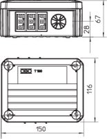 OBO T 100 WB 6S3 Odbočné krabice se zásuvkami Wieland 6s 150x116x67 světle šedá