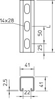 OBO MSL4141PP1000FT Profilová lišta děrovaná šířka výřezu 22 mm 1000x41x41 Ocel