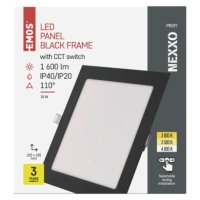LED vestavné svítidlo NEXXO, čtvercové, černé, 18W, se změnou CCT EMOS ZD2343