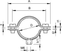 OBO 732 42 GTP Distanční příchytka s připojovacím závitem M6 40-42mm Ocel