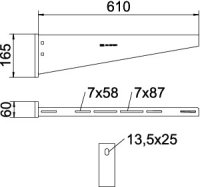 Nástěnný výložník OBO AW 55 61 FT B610mm Ocel žár.zinek