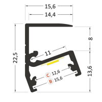 FKU19-2M-EL AL profil FKU19 BC pro LED, bez plexi, 2m, elox FK TECHNICS 4738625