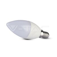 LED žárovka V-TAC 5.5W E14 Plastic Dimmable Candle 3000K