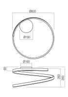 Stropní svítidlo SCROLL PL LED 38W CCT 3000K/4000K/6000K D600 SWH  REDO 01-4010