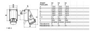 Zásuvka nástěnná 63A 3p >50V IP44 2h BALS 11640