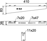 Nástěnný výložník OBO MWAG 12 41 FS pro mřížový žlab B410mm Ocel