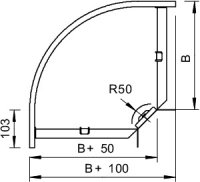 OBO RB 90 310 FT Oblouk 90° vodorovný s úhlovou spojkou 35x100 Ocel žár.zinek