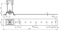 Podpěra vedení DEHNgrip nerez/Al 32 H 32mm, pro prům. 8mm, se vzpěrou L 205mm