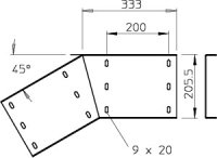 OBO 6232663 Úhlové spojky 45° svislá WRWV 200 V FT