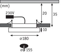 LED vestavné svítidlo Areo IP23 kruhové 12W 3000K nikl mat 929.46 PAULMANN 92946