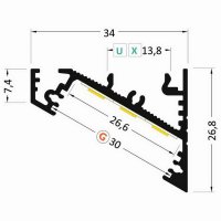 AL profil FKU90 G/UX pro LED, bez plexi, 1m, elox FK TECHNICS 4737706