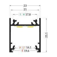 AL profil FKU75 EF/TY pro LED, bez plexi, 2m, černý elox FK TECHNICS 4739244