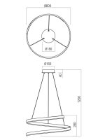 Závěsné svítidlo SCROLL SU LED 38W CCT 3000K/4000K/6000K D600 SWH REDO 01-4013