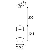 PURI 2.0 Tube, 3~ závěsné světlo, GU10,