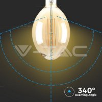 LED žárovka V-TAC 8W Straight Filament E27 BF180 Amber stmívatelné 2000K