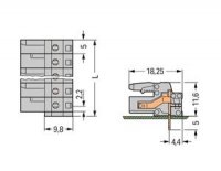 Pružinová svorkovnice THT úhlové provedení 5mm šedá 22pól. Wago 232-252