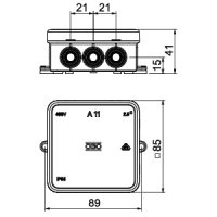 OBO A 11 5 Odbočná hranatá krabice se svorkovnicí 85x85x40 světle šedá PE