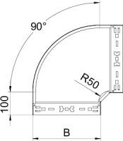 OBO RBM 90 610 FT Oblouk 90°, Magic 60, 60x100, Ocel, žárově zinkováno