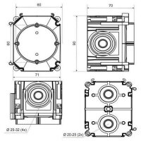 Přístrojová krabice do litých betonů - instalační hloubka 70 mm