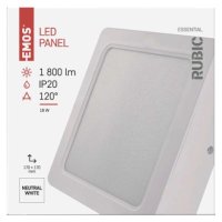 LED přisazené svítidlo RUBIC, čtvercové, 18W neutrální bílá EMOS ZM6442