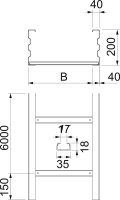 OBO WKL 2020 FT Kabel. žebř. pro velká rozpětí 200x200x6000 Ocel žár.zinek