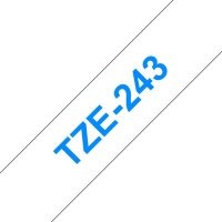 BROTHER TZe-243,  bílá / modrá (18mm, laminovaná)