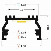 AL profil FKU20 BCD/U pro LED, bez plexi, 1m, elox FK TECHNICS 4737717