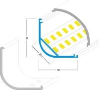 AL profil FKU95 L30/ML30 pro LED, bez plexi, 2m, elox FK TECHNICS 4738041