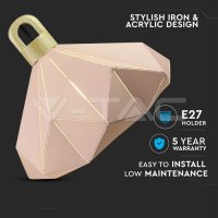 Závěsné svítidlo V-TAC Pastel Wooden Prism Pink 320*270mm VT-7323