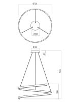 Závěsné svítidlo SCROLL SU LED 46W CCT 3000K/4000K/6000K D750 SWH REDO 01-4016