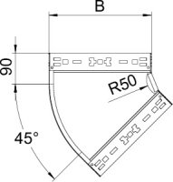 OBO RBM 45 810 FT Oblouk 45° Magic 85 vodorovný s rychlospojkou 85x100 Ocel