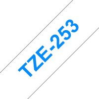 BROTHER TZe-253,  bílá / modrá (24mm, laminovaná)