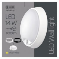 LED přisazené svítidlo ZURI s pohyb. čidl., kruhové č/b 14W t.b. EMOS ZM3131