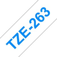 BROTHER TZe-263, bílá / modrá (36mm, laminovaná)