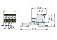 Pružinová svorka Páčka CAGE CLAMP sv.šedá 16mm2 2pól. WAGO 832-1102/306-000