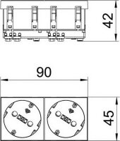 OBO STD-D3S RW2 Zásuvka 2 násobná, šikmá