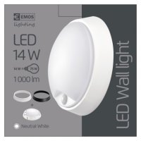 LED přisazené svítidlo ZURI s pohyb. čidl., kruhové č/b 14W n.b. EMOS ZM3231