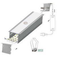 AL profil FKU56 C31/MP10 pro LED, bez plexi, 2m, elox FK TECHNICS 4738331