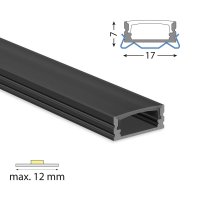 Přisazený hliníkový profil PH2 17x7mm bez difuz. černý 2m MCLED ML-761.438.74.2