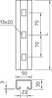 OBO MS5030RP0260FT Profilová lišta, děrovaný, 260x50x30, Ocel, žárově zinkováno