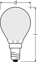 LEDVANCE LED CLASSIC P DIM CRI 90 S 3.4W 927 Frosted E14