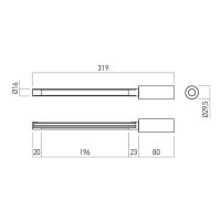 XAXE LINEAR LIGHT FITTING VERTICAL 319mm