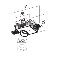 XCANON REC. DOWNLIGHT SQ. TRIMLESS 7W 35